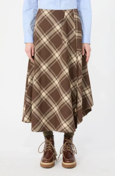 Weekend Max Mara Plaid Wool Blend Midi Skirt In Multi