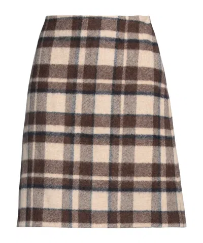 Weekend Max Mara Plaid Wool Umbrella Skirt In Brown