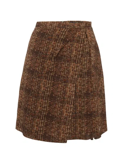 Pre-owned Weekend Max Mara Plaid-pattern Mini Skirt In Brown