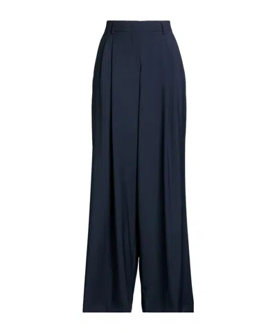 Weekend Max Mara Plain Color Wide-leg Trousers In Blue