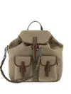 Weekend Max Mara Plain-weave And Leather Backpack In Neutral