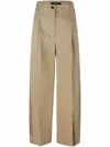 Weekend Max Mara Pantalone Ampio In Gabardina Di Cotone Beige In Neutrals