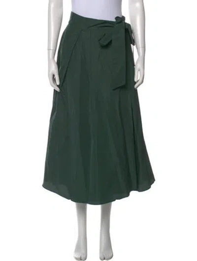 Pre-owned Weekend Max Mara Pleated Accents Long Skirt In Green