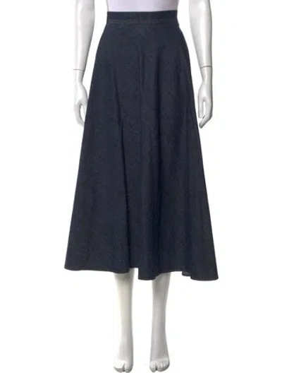 Pre-owned Weekend Max Mara Pleated Accents Midi Length Skirt In Blue