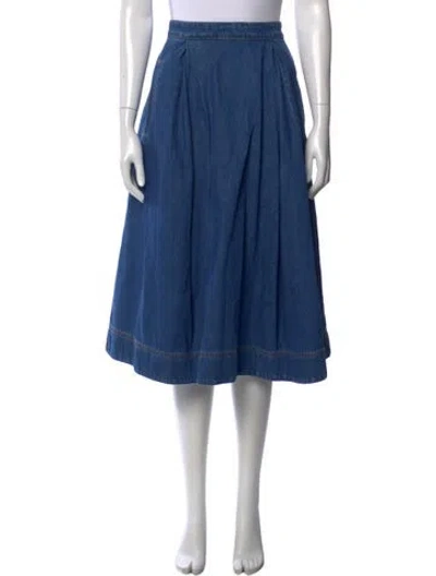 Pre-owned Weekend Max Mara Pleated Accents Midi Length Skirt In Blue