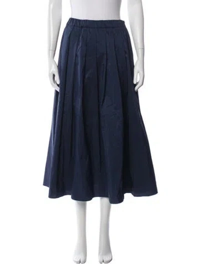 Pre-owned Weekend Max Mara Pleated Accents Midi Length Skirt In Blue