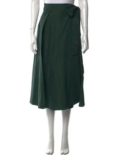 Pre-owned Weekend Max Mara Pleated Accents Midi Length Skirt In Green