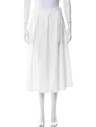 Pre-owned Weekend Max Mara Pleated Accents Midi Length Skirt In White