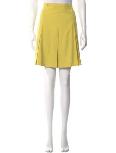 Pre-owned Weekend Max Mara Pleated Accents Mini Skirt In Yellow