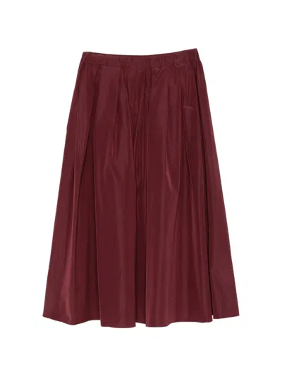 Weekend Max Mara Pleated A-line Maxi Skirt In Burgundy