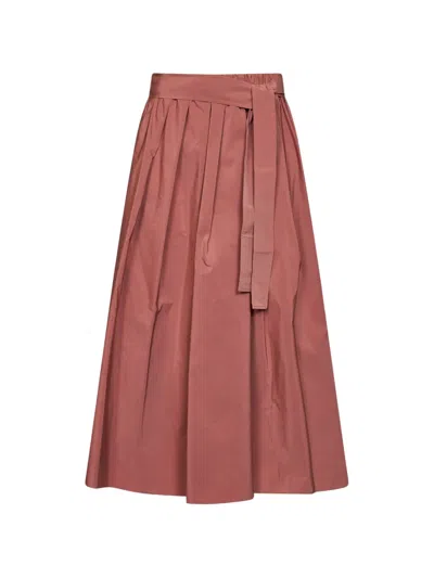 Weekend Max Mara Long Cotton-blend Taffeta Skirt In Pink