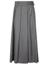 Weekend Max Mara Palk Pleated Wool Blend Midi Skirt In Grey