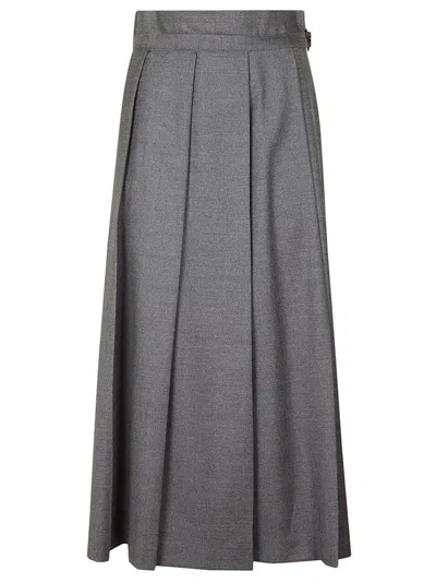 Weekend Max Mara Palk Pleated Wool Blend Midi Skirt In Medium Grey