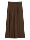 Weekend Max Mara Pleated Buckle-fastening Midi Skirt In Brown