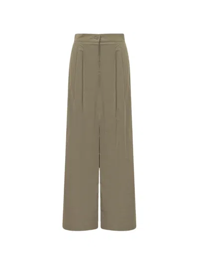 Weekend Max Mara Pleated Buttoned Trousers In Green