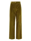 Weekend Max Mara Pleated Corduroy Trousers In Green