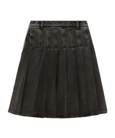 Weekend Max Mara Pleated Denim Skirt In Black
