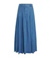 Weekend Max Mara Opunzia Pleated Denim Maxi Skirt In Blue