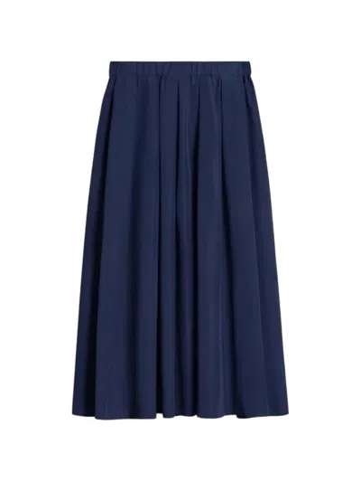 Weekend Max Mara Pleated Flared Midi Skirt In Blue