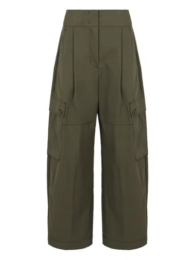 Weekend Max Mara Pleated Gabardine Trousers In Green