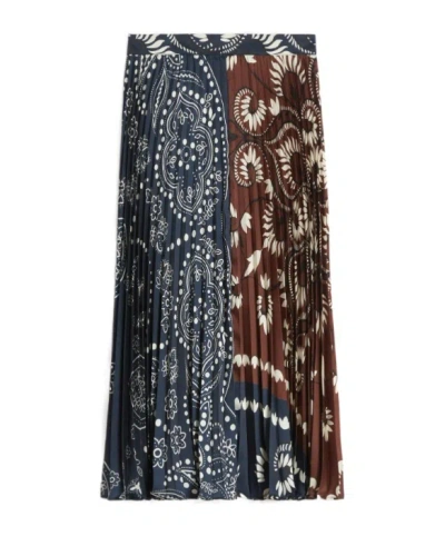 Weekend Max Mara Pleated Midi Skirt In Blue