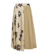 Weekend Max Mara Omens Beige Etra Pleated Woven Midi Skirt In Brown