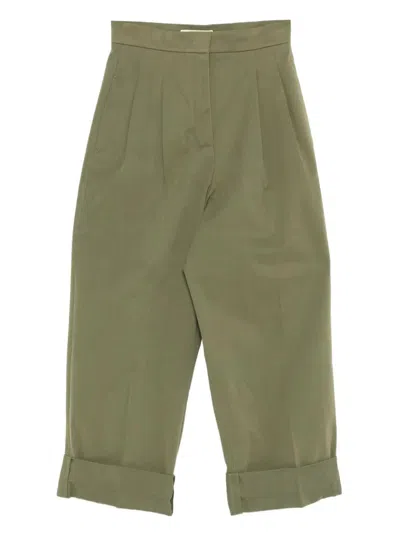 Weekend Max Mara Pleated Pants In Green