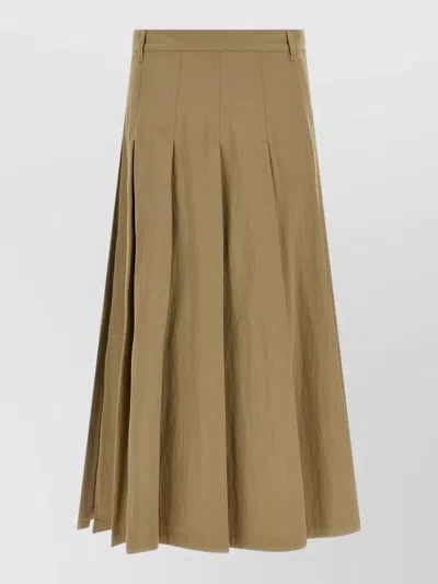 Weekend Max Mara Pleated Skirt Belt Loops Back Pockets In Brown