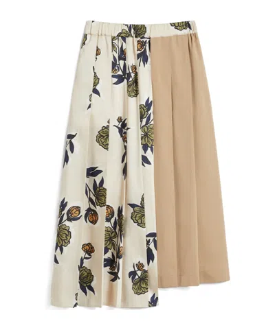 Weekend Max Mara Pleated Skirt In Patterned Twill In Neutral