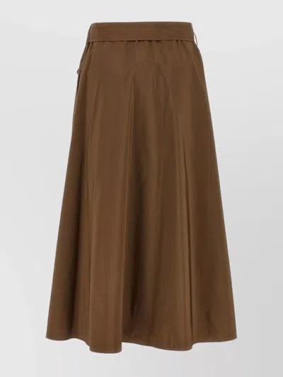 Weekend Max Mara Pleated Skirt With Side Pockets And Waist Tie In Brown