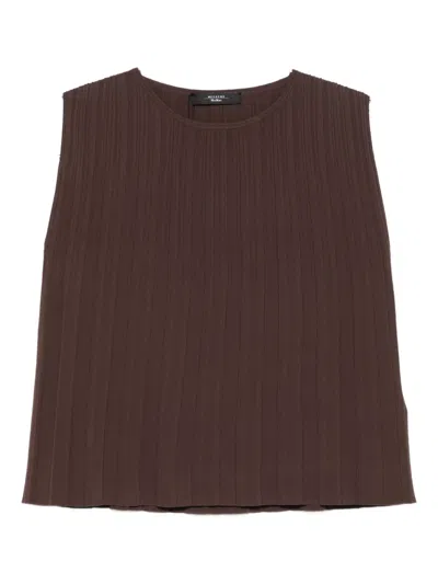 Weekend Max Mara Pleated Sleeveless Top In Brown