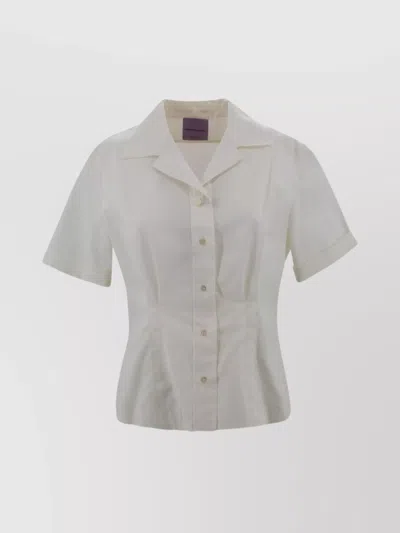 Weekend Max Mara Pleated Waistline Cotton Poplin Shirt In Neutral