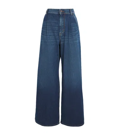 Weekend Max Mara Pleated Wide-leg Jeans In Blue