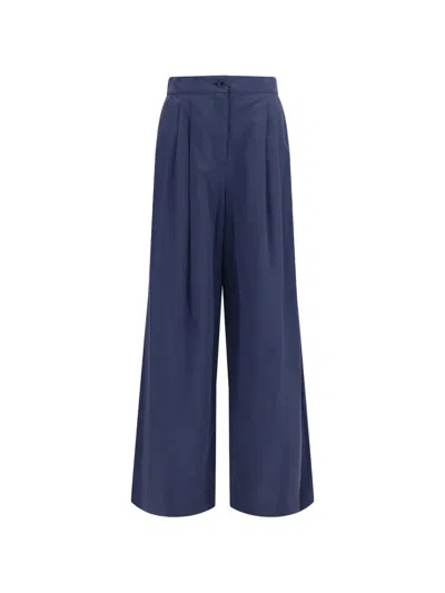 Weekend Max Mara Pleated Wide-leg Trousers In Blue