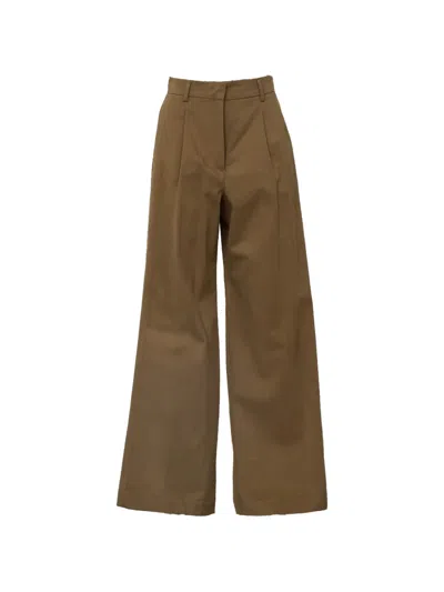 Weekend Max Mara Pleated Wide-leg Trousers In Brown