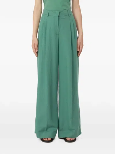 Weekend Max Mara Pleated Wide-leg Trousers In Green