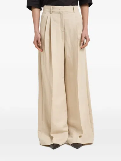 Weekend Max Mara Pleated Wide-leg Trousers In Neutral