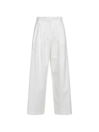 Weekend Max Mara Pleated Wide-leg Trousers In White