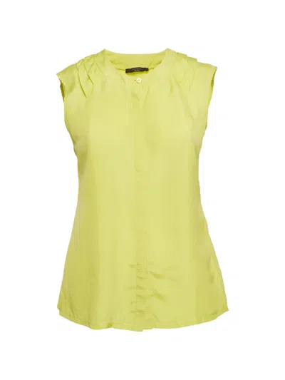 Pre-owned Weekend Max Mara Pleated-details Sleeveless Blouse In Green