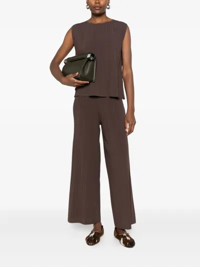 Weekend Max Mara Plissé-pleated Trousers In Brown