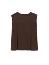 Weekend Max Mara Plissé-pleated Yarn T-shirt In Brown