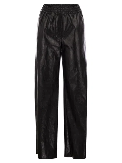 Weekend Max Mara Plutone Coated Fabric Wide Trousers In Black
