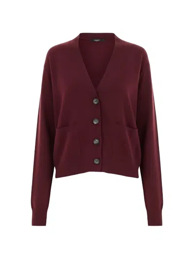 Weekend Max Mara Pocket Button Cardigan In Burgundy