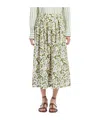 Weekend Max Mara Orme Embroidered Poplin Midi Skirt In White