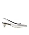 Weekend Max Mara Gallico Silver Slingback Pumps In White