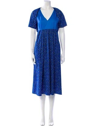 Pre-owned Weekend Max Mara Polka Dot Print Long Dress In Blue