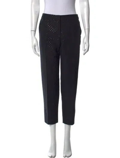 Pre-owned Weekend Max Mara Polka Dot Print Straight Leg Pants In Blue