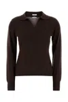 Weekend Max Mara Wool Blend Cappa Long Sleeve Polo Shirt In Brown