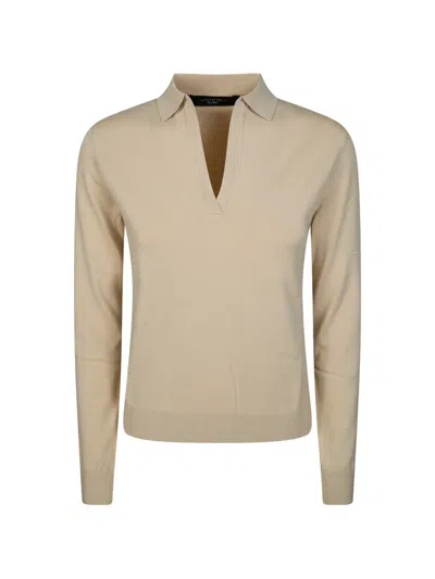 Weekend Max Mara Polo V-neck Top In Brown
