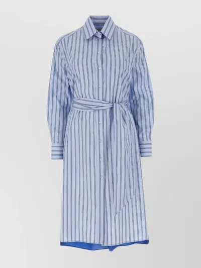 Weekend Max Mara Poplin And Silk Shirt Dress With Stripes In Blue